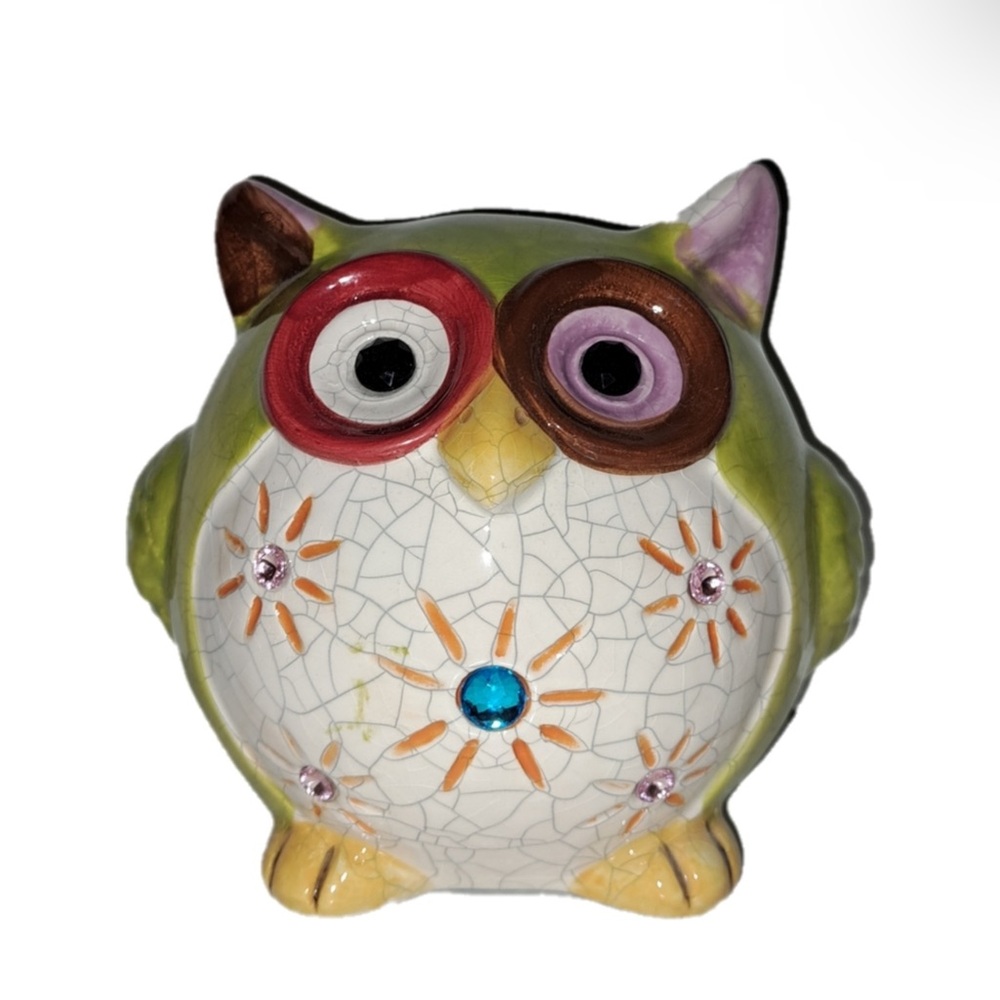 Ceramic Green Owl Statue